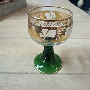 RARE 1940’s Vintage Bockling Germany Green Stem Frankfurt Mainhardt Wine Glass